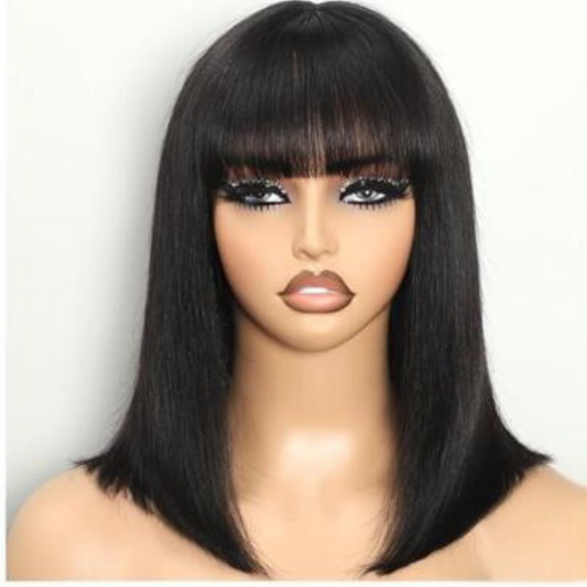 14" Lace Wig With Bang Human Hair