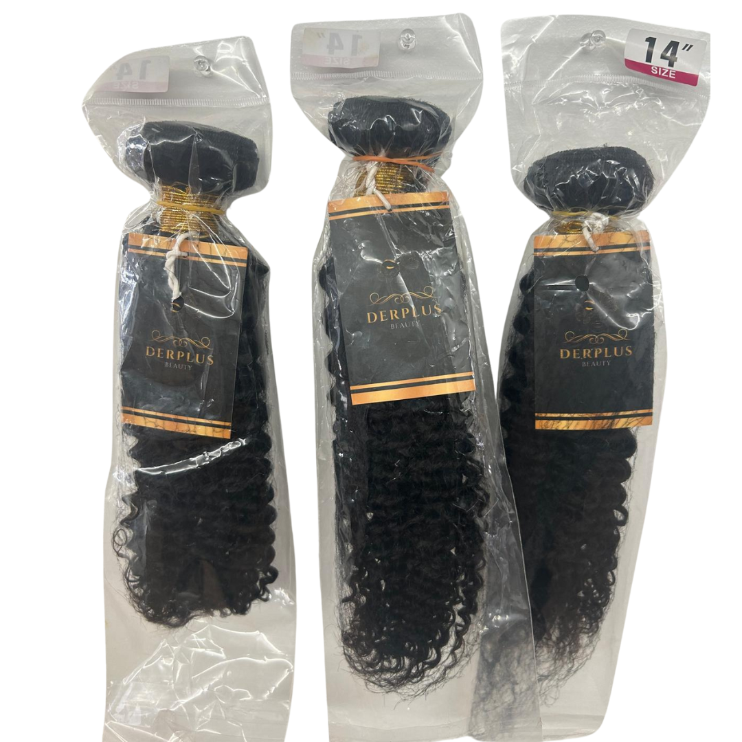 14" Deep Curly Human Hair Bundles – Natural Color