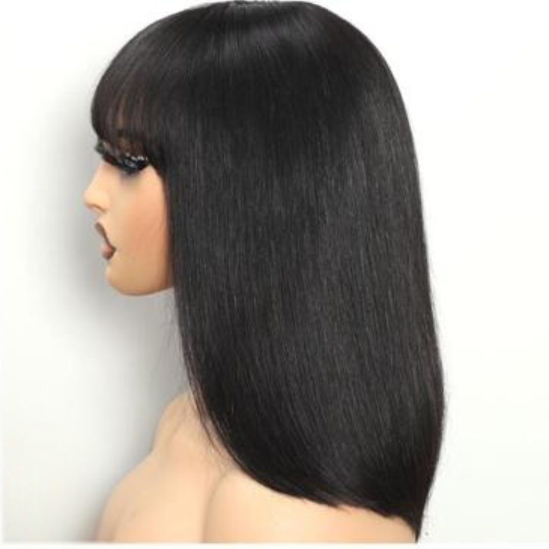 14" Lace Wig With Bang Human Hair