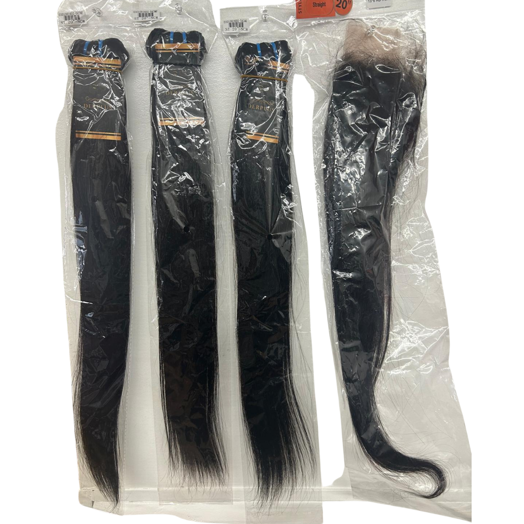 20'' Burmese Hair Straight Bundles 13 x 6 HD